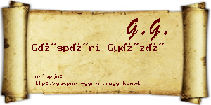 Gáspári Győző névjegykártya